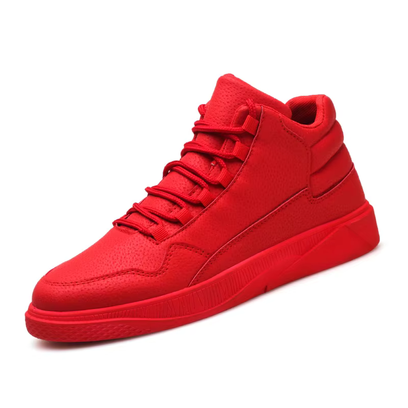 Chaussures de Skate montantes en cuir rouge pour hommes