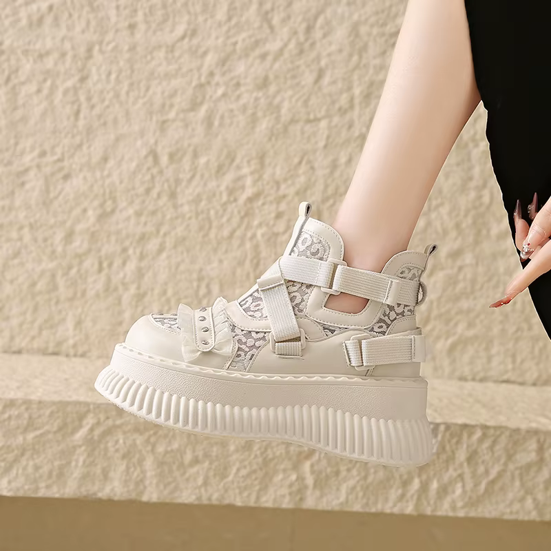 Baskets en dentelle à fond épais pour femmes