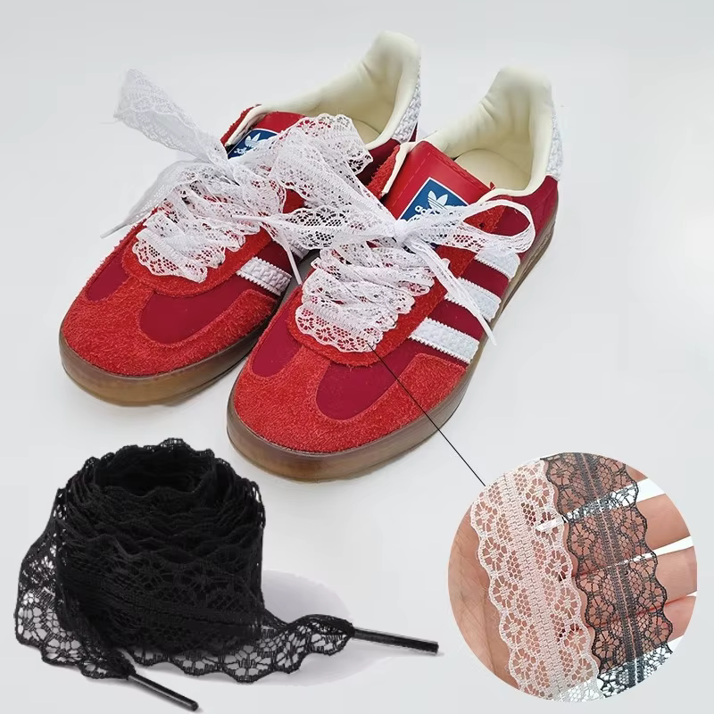 Lacets de baskets plats élégants en dentelle de 2.9CM de largeur pour femmes