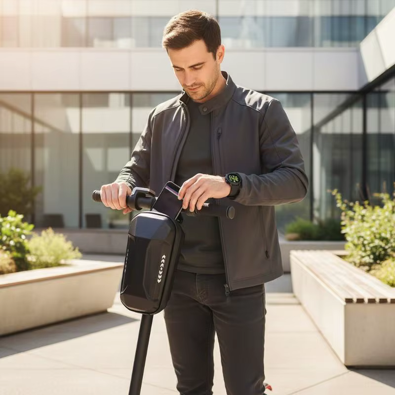 Sac d'accessoires pour trottinette électrique, coque rigide étanche, pour homme adulte, rangement avant pour trottinette électrique, pour les courses, tendance