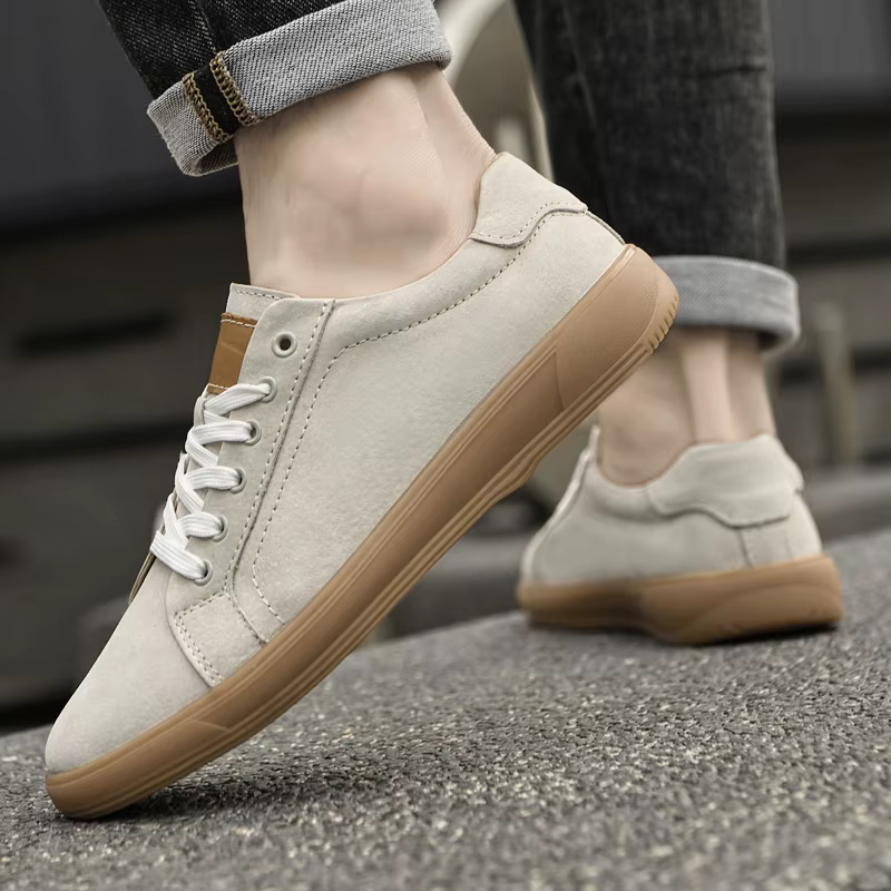 2025 en cuir véritable hommes chaussures vulcanisées mode décontracté