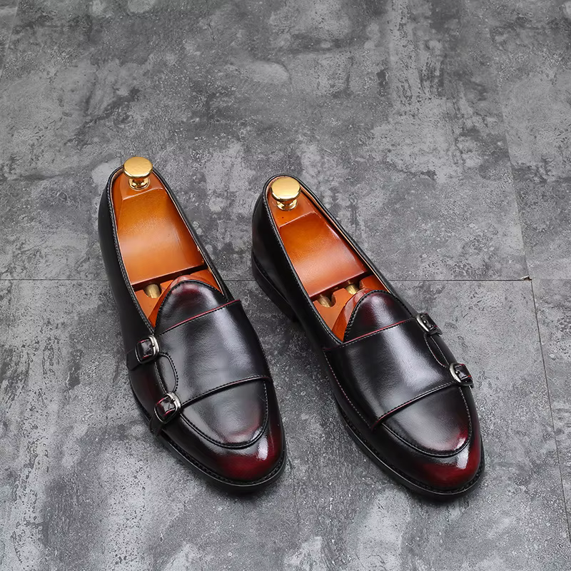 Homme chaussures en cuir mocassins designer mode Slip-on Original décontracté confortable Double monkstrap robe chaussure