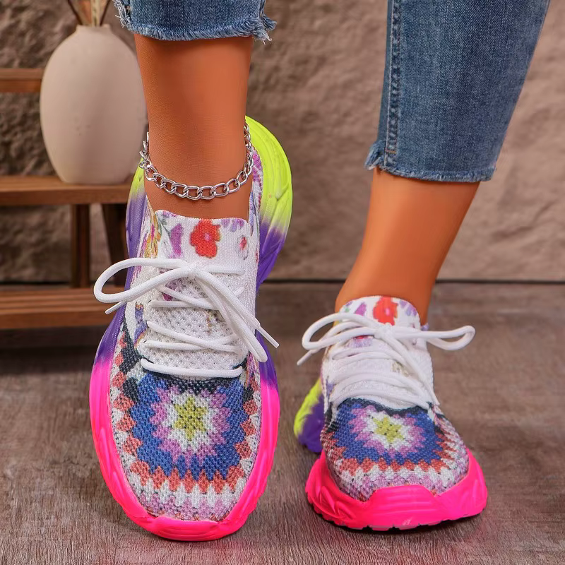 Baskets plates en maille respirante pour femmes