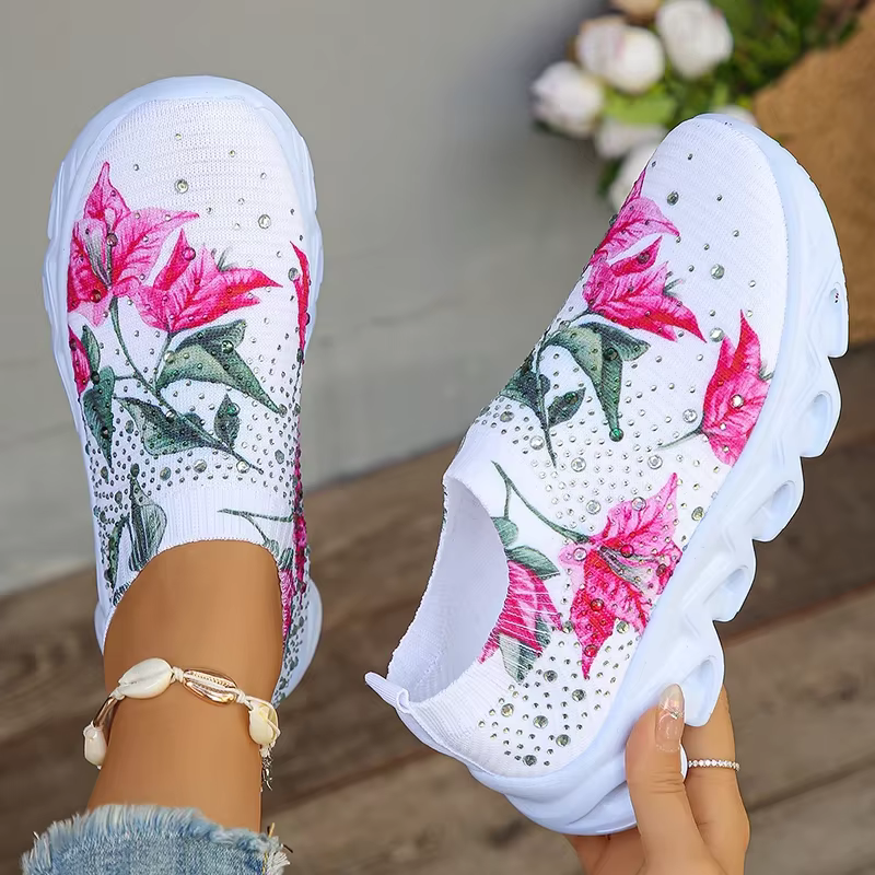 Baskets à imprimé floral pour femmes