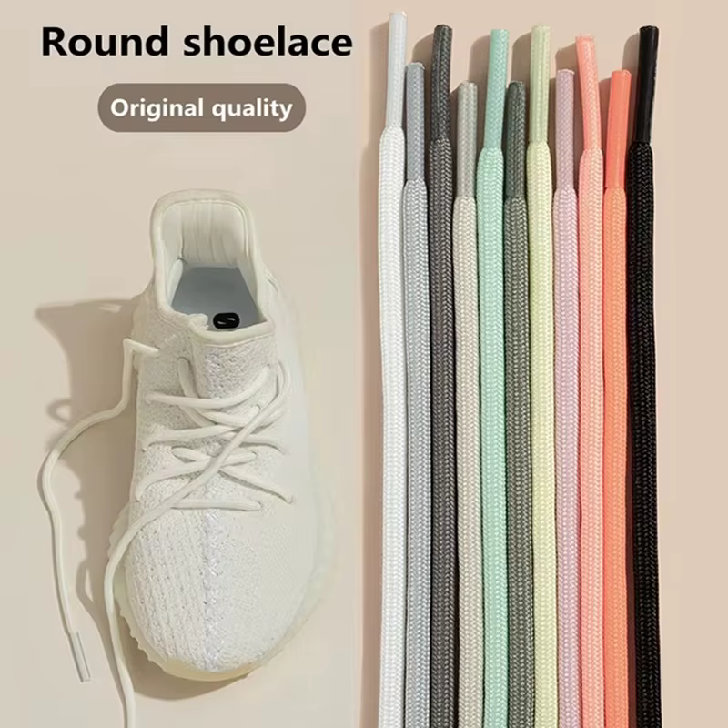 Yezy-Lacets Ronds en Polyester Blanc Cassé pour Chaussures de dehors
