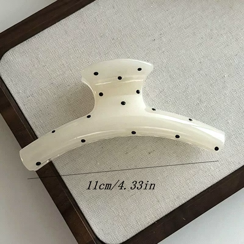 Barrettes à cheveux pour femmes style français, grandes, noires, à pois ondulés, accessoires de mode pour filles, pinces à cheveux douces, coiffure