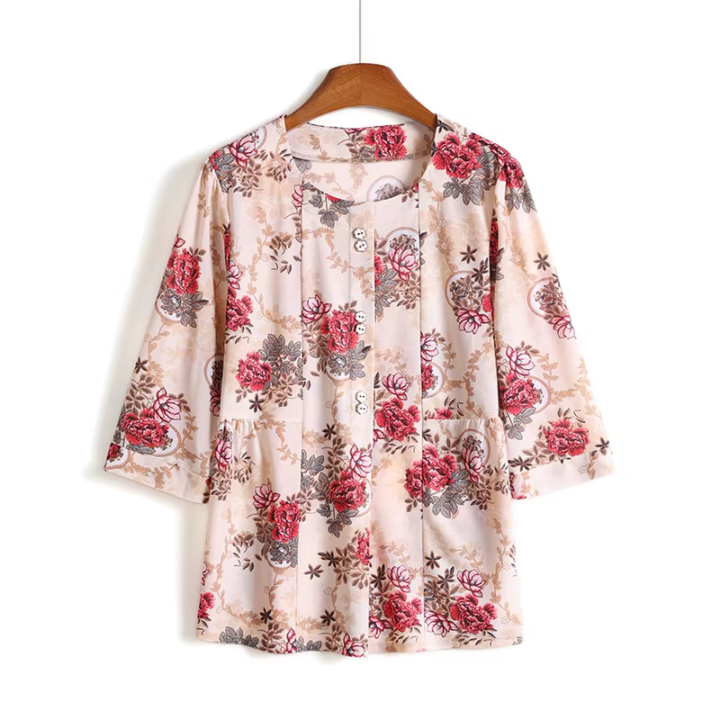 Chemises surdimensionnées élégantes pour femmes, t-shirt, hauts amples, Vintage, vêtements d'été pour femmes d'âge moyen