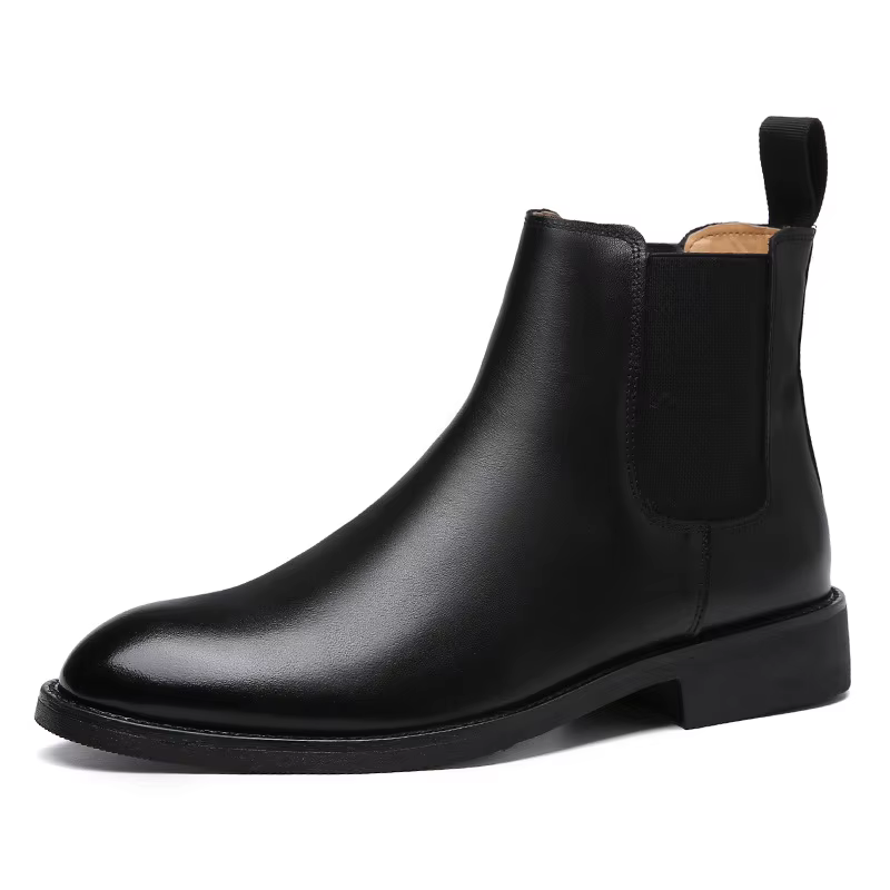 Bottines Chelsea classiques rétro en cuir véritable pour hommes