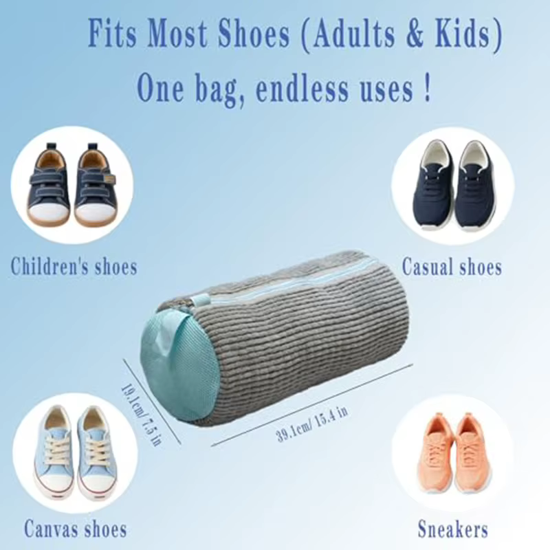Sac de lavage pour chaussures en filet rembourré