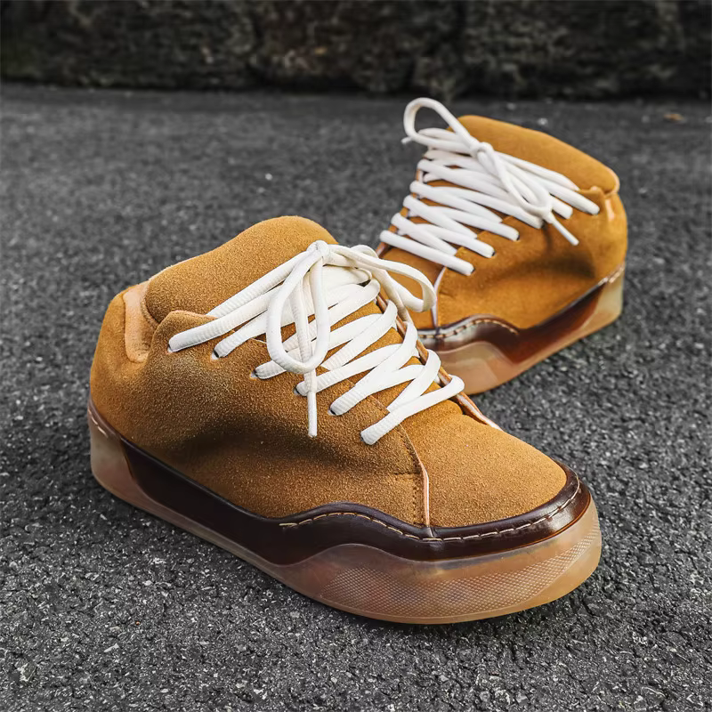 Chaussures de skateboard en cuir suédé pour hommes