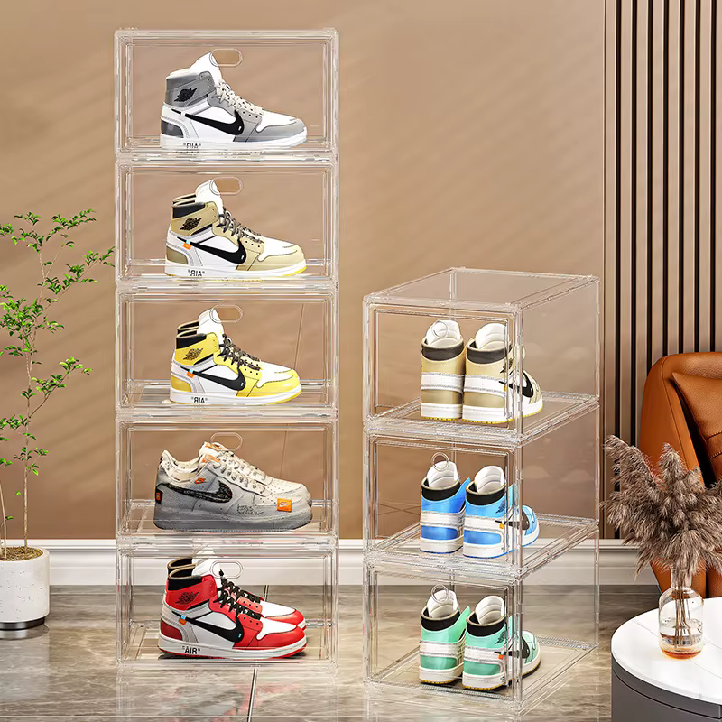 Boîte à chaussures transparente épaissie avec fermeture magnétique