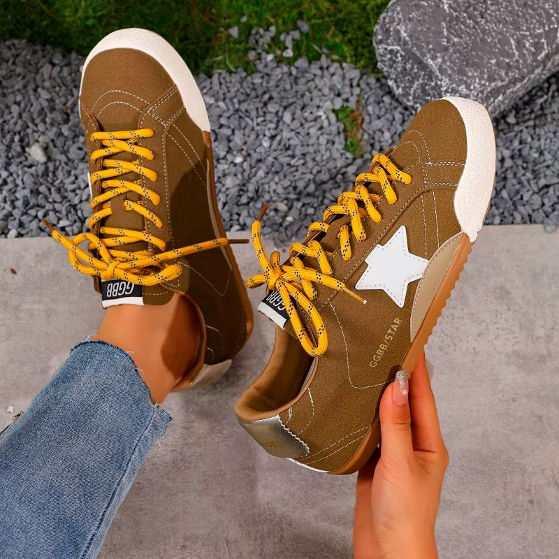 Rétro en cuir véritable Deqin chaussures femmes baskets 2025 nouveau Style polyvalent porté fond plat sport décontracté
