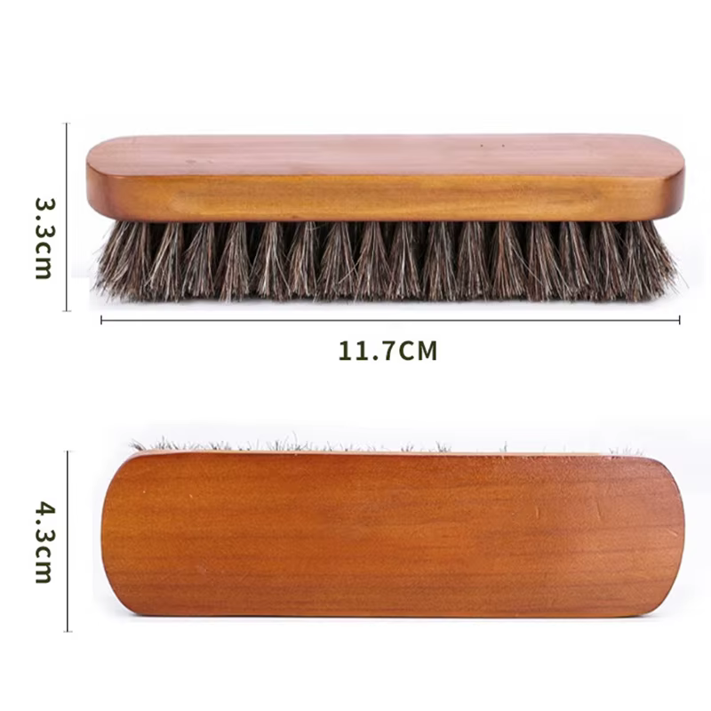 Brosse en bois de crin de cheval, soin et nettoyage des chaussures en cuir, poignée 1 pièce, détails du tableau de bord, brosse de polissage et de nettoyage