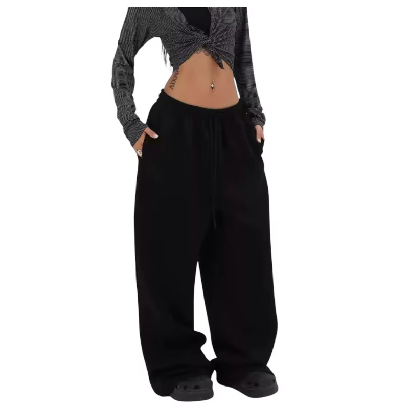 Pantalon de survêtement de Style américain pour femmes, nouveau Style, ample, droit, polyvalent, décontracté, jambes larges, Long, printemps automne 2025