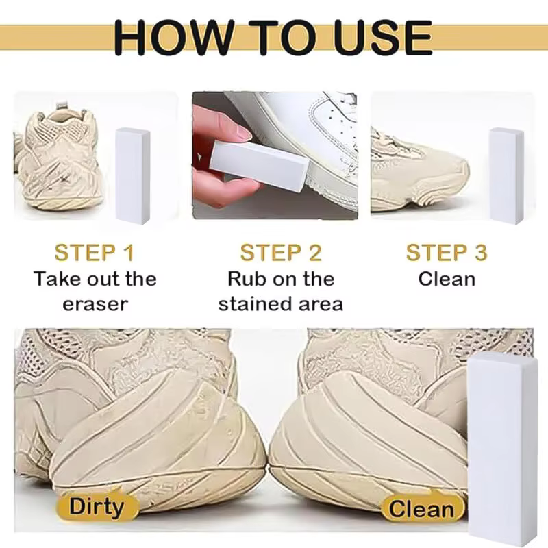 Gomme Nettoyante Blanche pour Chaussures - Détachant Sans Eau pour Baskets
