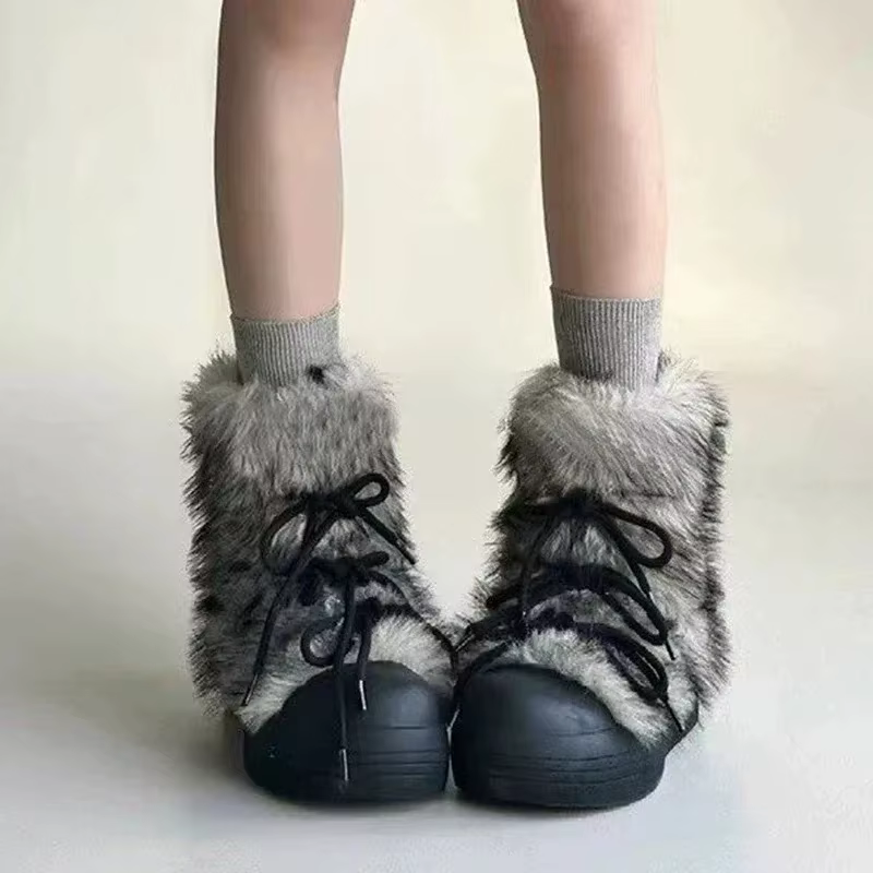Fourrure femmes neige bottines appartements plate-forme chaussures chaudes femme concepteur hiver nouvelle tendance en peluche décontracté confortable baskets