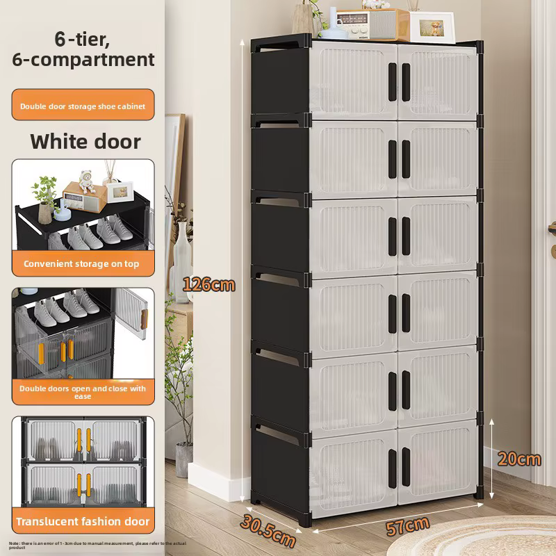 Meuble à chaussures tendance pour entrée, casier à chaussures multi-niveaux pour salon, étagères à collations, boîte de rangement pliable pour chaussures, mobilier