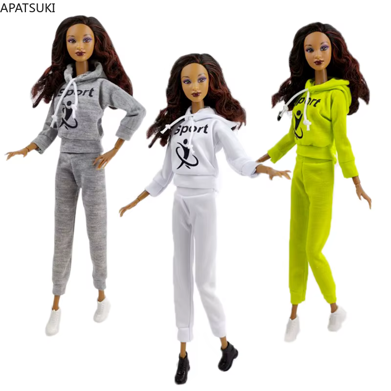Ensemble de vêtements de sport décontractés pour poupée Barbie, tenues, sweat à capuche, manteau, pantalon, baskets, chaussures, jouets, accessoires, 1/6