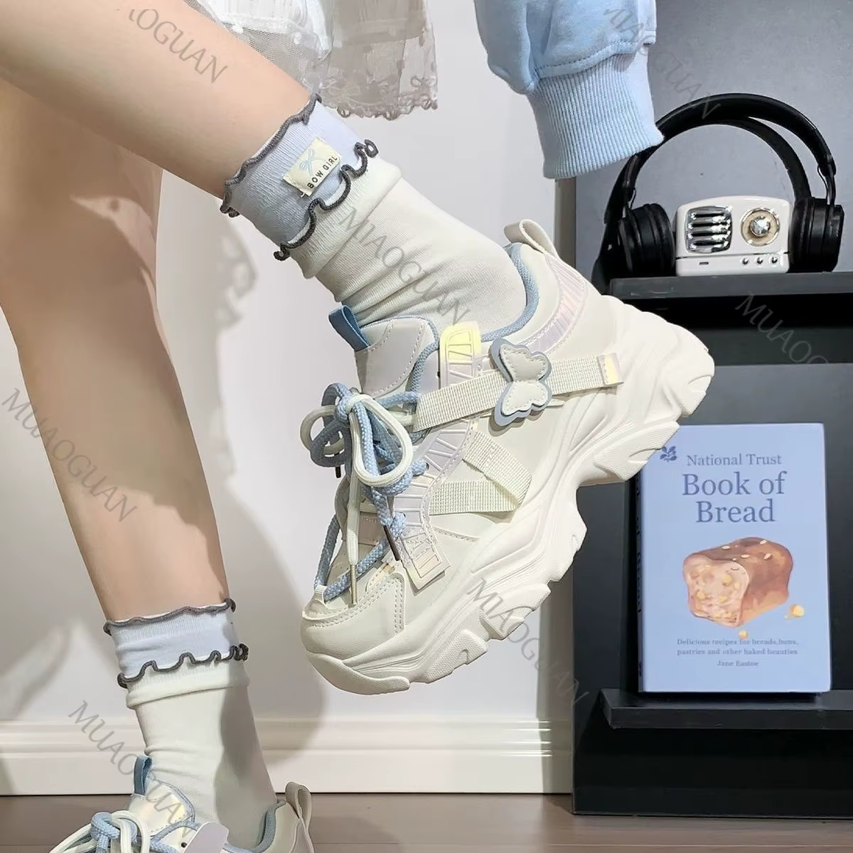Baskets à plateforme pour femmes printemps automne nouvelle mode papillon confort