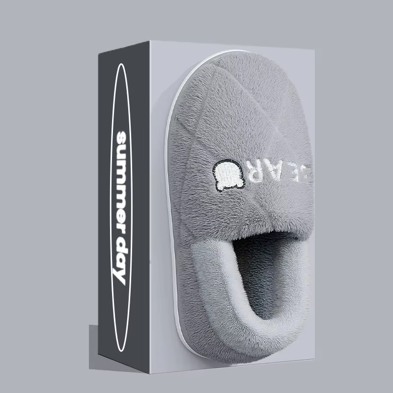 Pantoufles en fourrure pour hommes et femmes, chaussures en coton non ald, toboggans confortables, cheville en peluche, semelle souple, chaud, intérieur, maison, hiver, mode