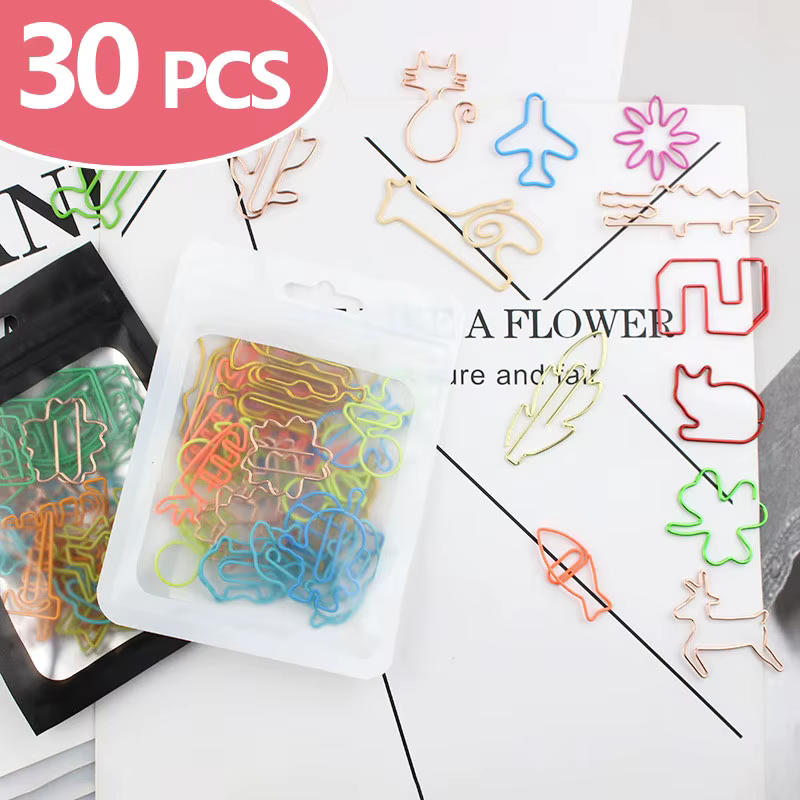 30 pièces Kawaii papier Clips signet papeterie Scrapbook gadget fournitures scolaires bureau mignon bureau orgainzer accessoires