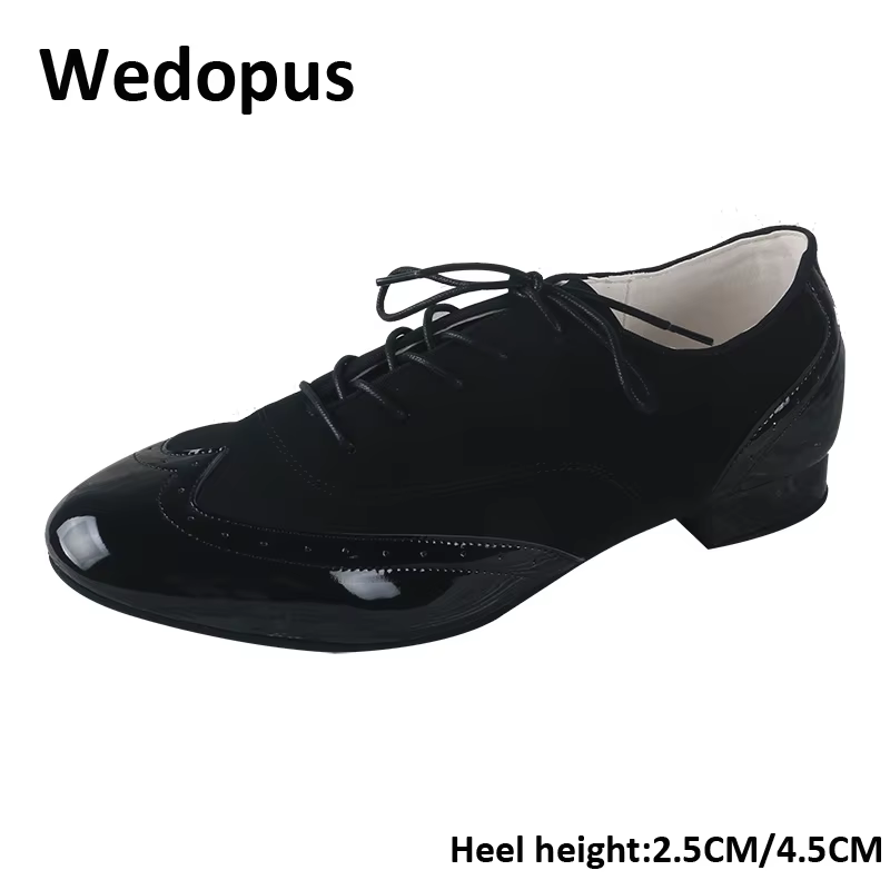 Wedopus 2.5CM chaussures de danse noires hommes salle de bal semelle en daim cubain Latin homme