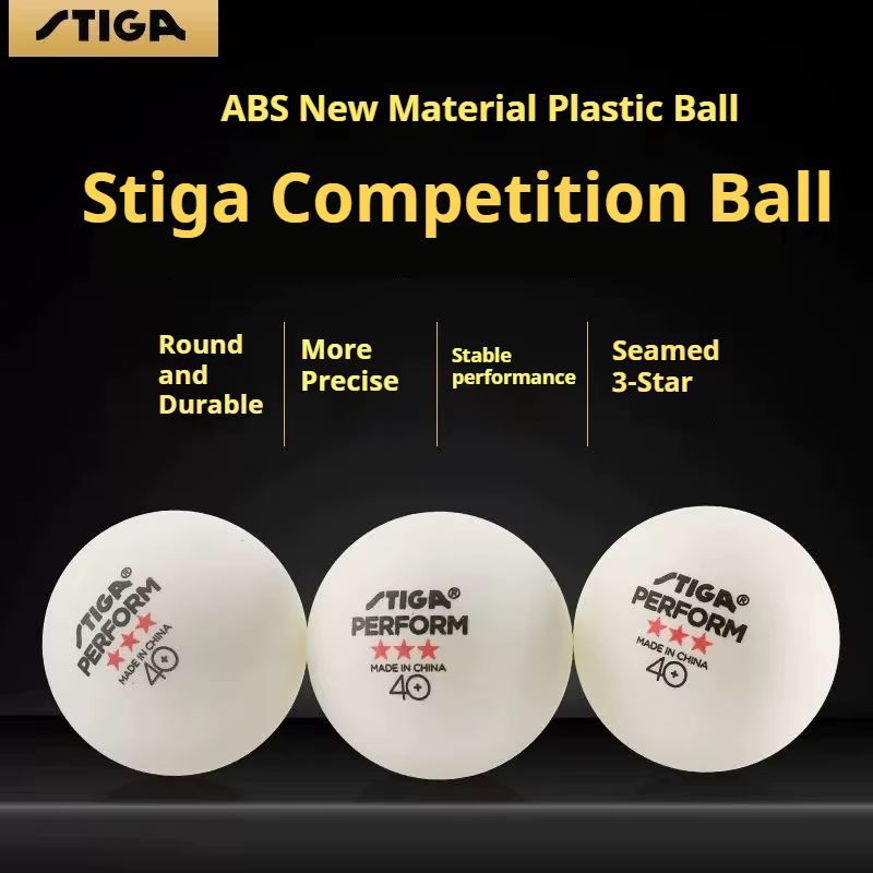 STIGA – balles de tennis de table 3 étoiles 40+, avec ABS à coutures, nouveau matériau durable, balles de ping-pong ITTF, balles d'entraînement et de match, 3/6 pièces