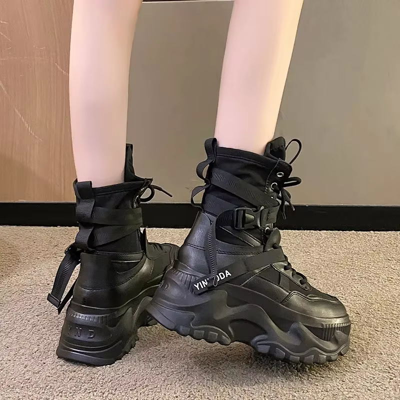 Bottes de moto à plateforme épaisse pour femmes