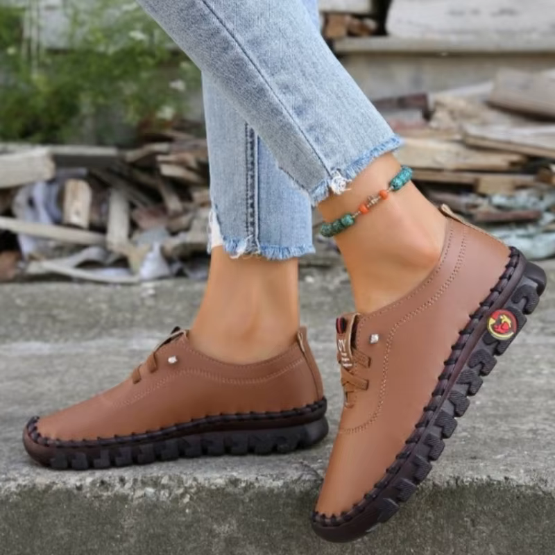 Mocassins à plateforme en cuir à lacets pour femmes