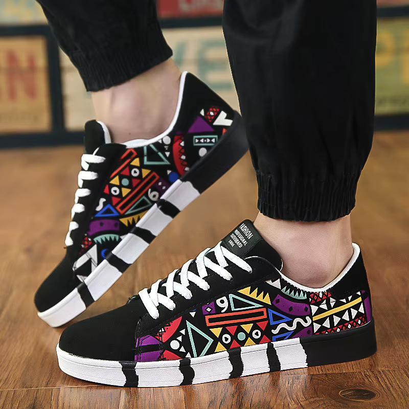 Baskets pour hommes mode Graffiti chaussures décontractées