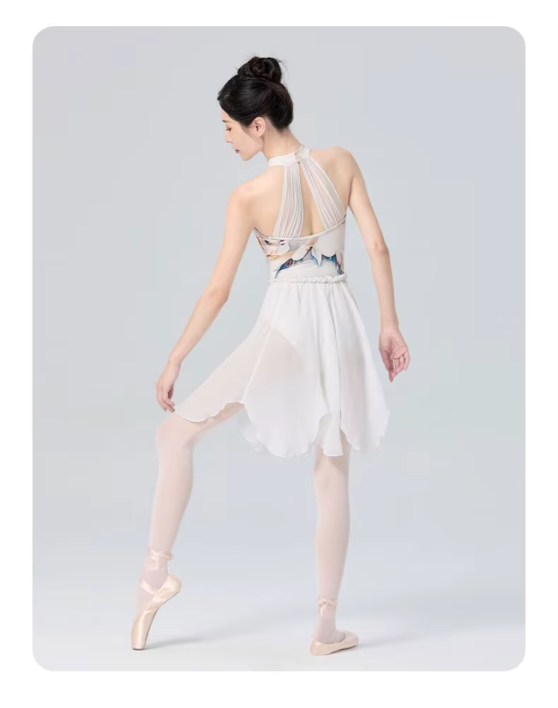 Jupe de danse de ballet pour femmes, adultes, adolescentes, jupe en mousseline de soie blanche et noire en forme de pétale, jupe de danse lyrique, jupe de pratique de danse pour ballerines