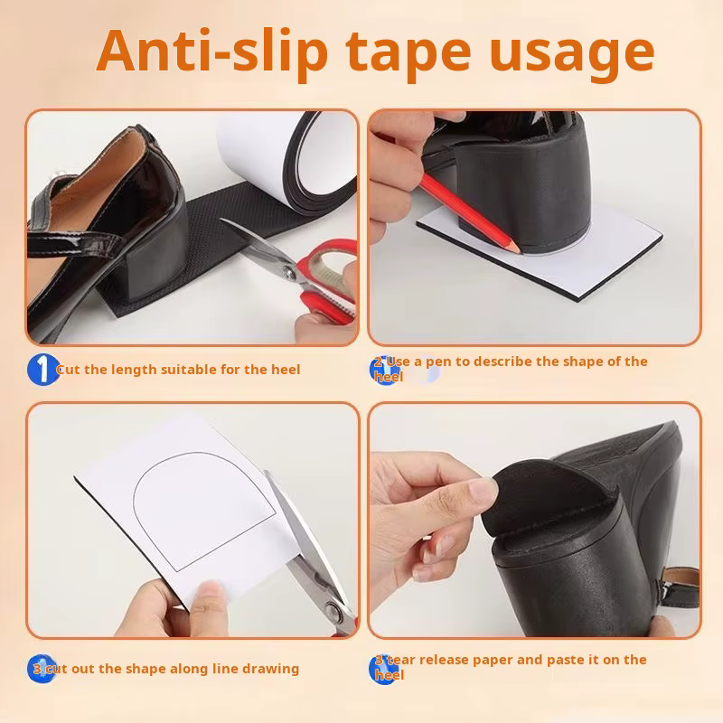 Ruban antidérapant pour semelle de chaussure DIY – Coussinets de talon ultra-adhésifs et durables découpés