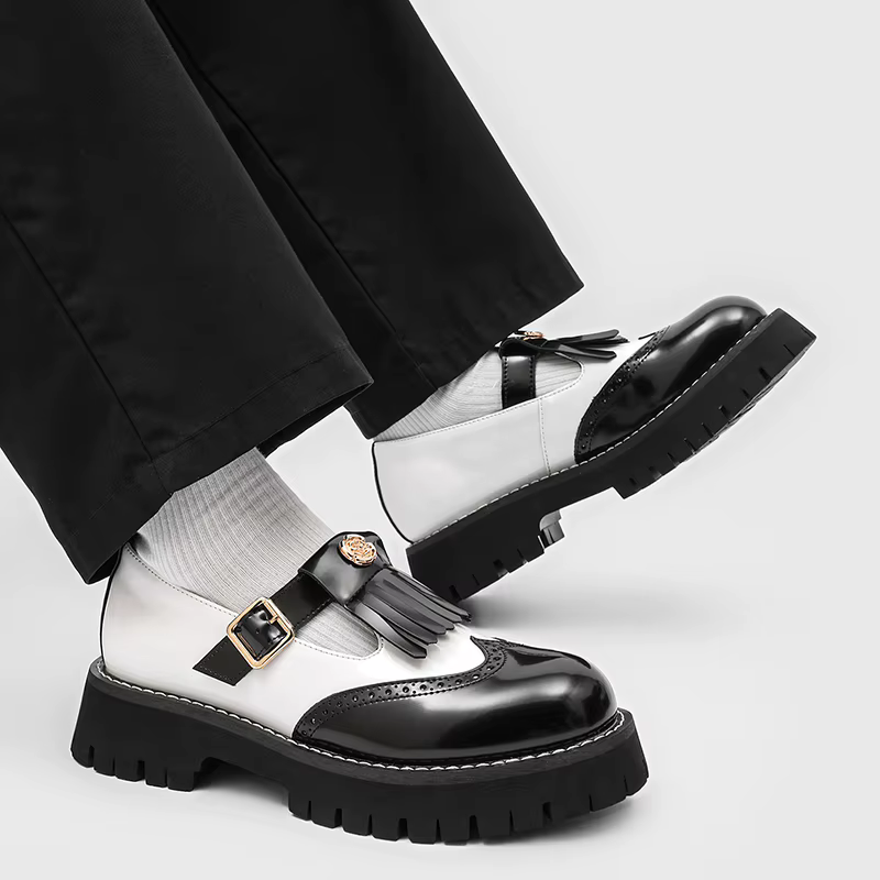 Chaussures Derby classiques à semelles épaisses pour hommes