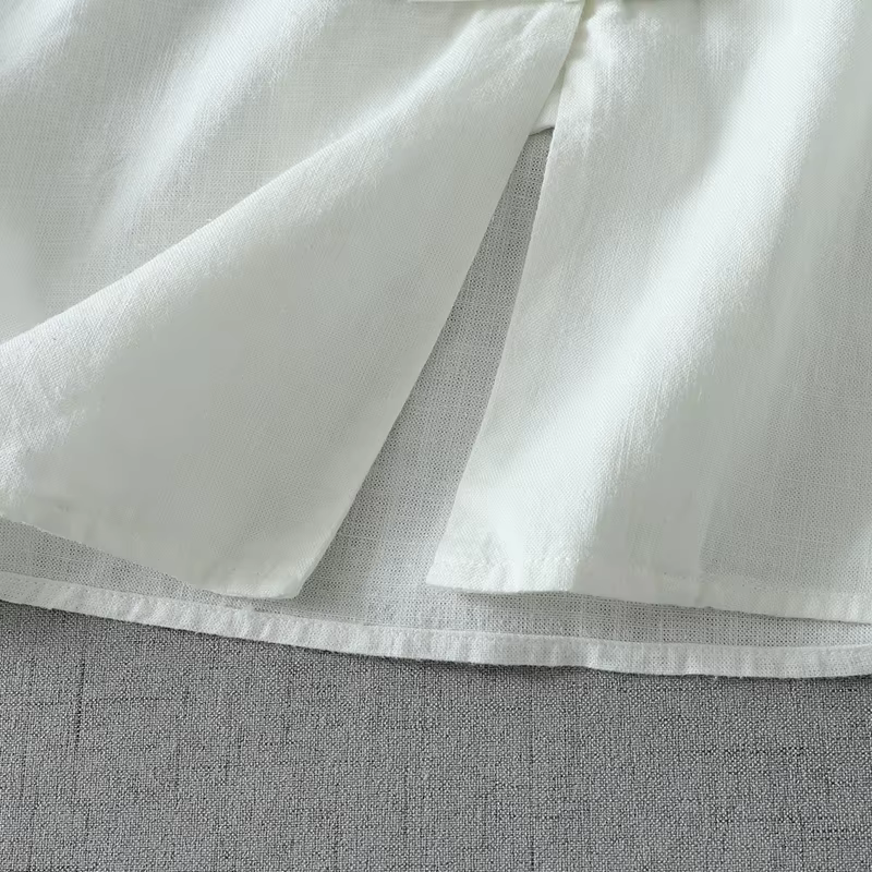 Chemisier blanc en coton et lin de style chinois traditionnel pour femme, manches 3/4, cardigan décontracté ample pour le printemps et l'été