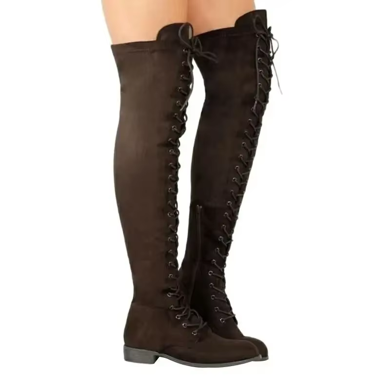 Bottes croisées au dessus du genou pour femmes