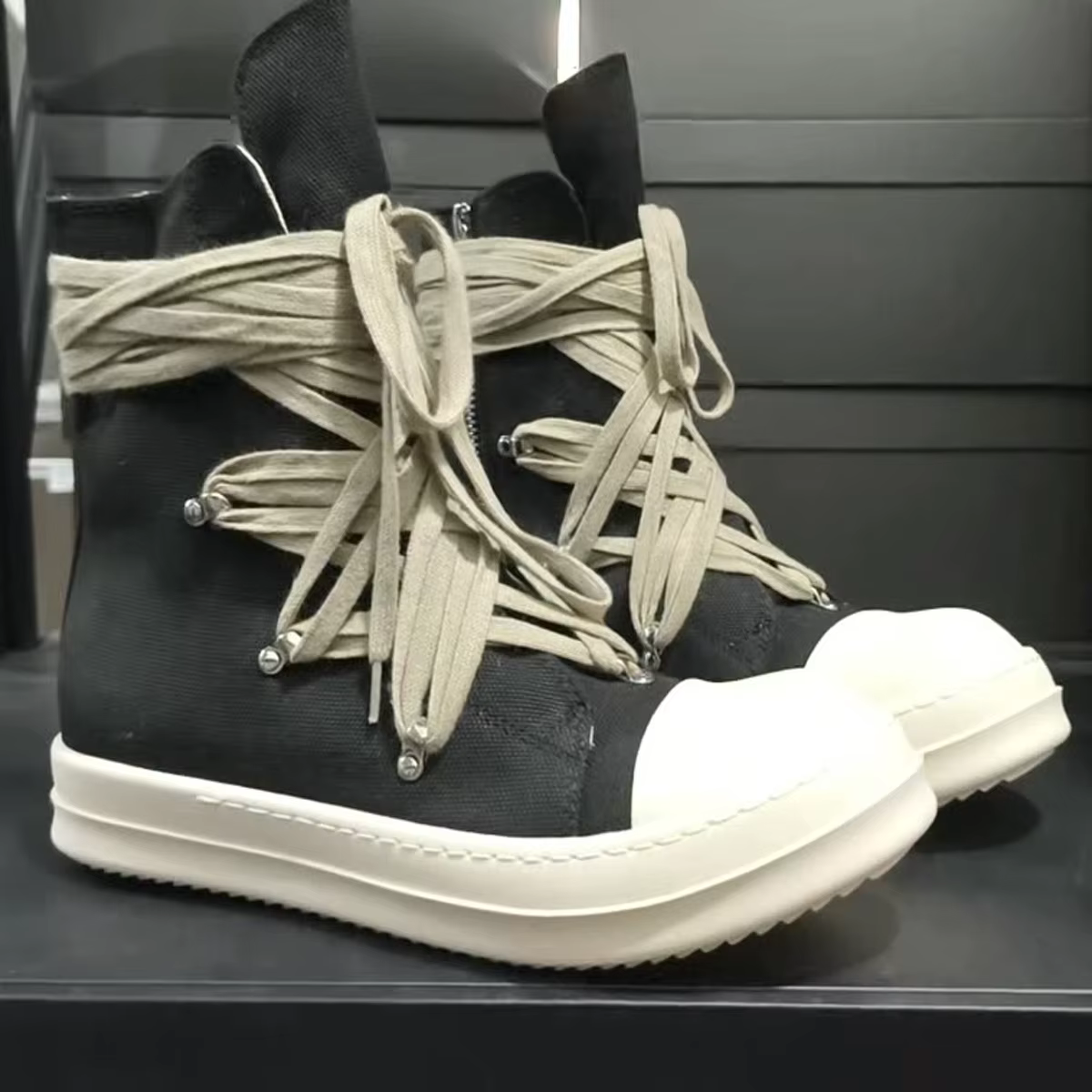 Hommes chaussures hautes décontracté toile plate-forme luxe formateurs à lacets femmes baskets Zip haute rue concepteur automne bottes