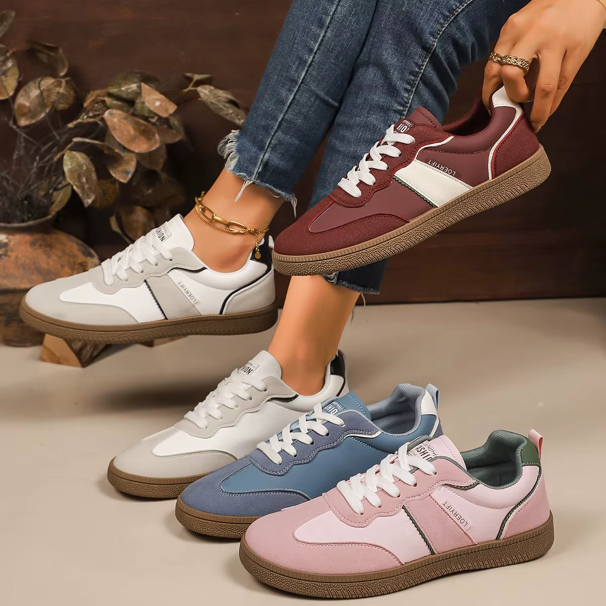 Chaussures de sport décontractées à lacets pour femmes