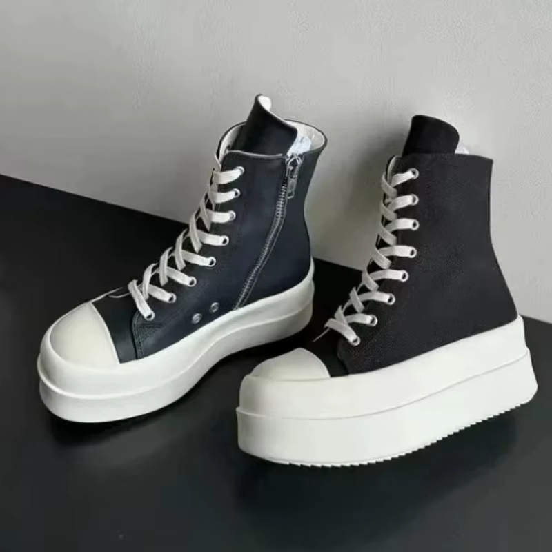 Baskets montantes punk pour femmes en toile à plateforme