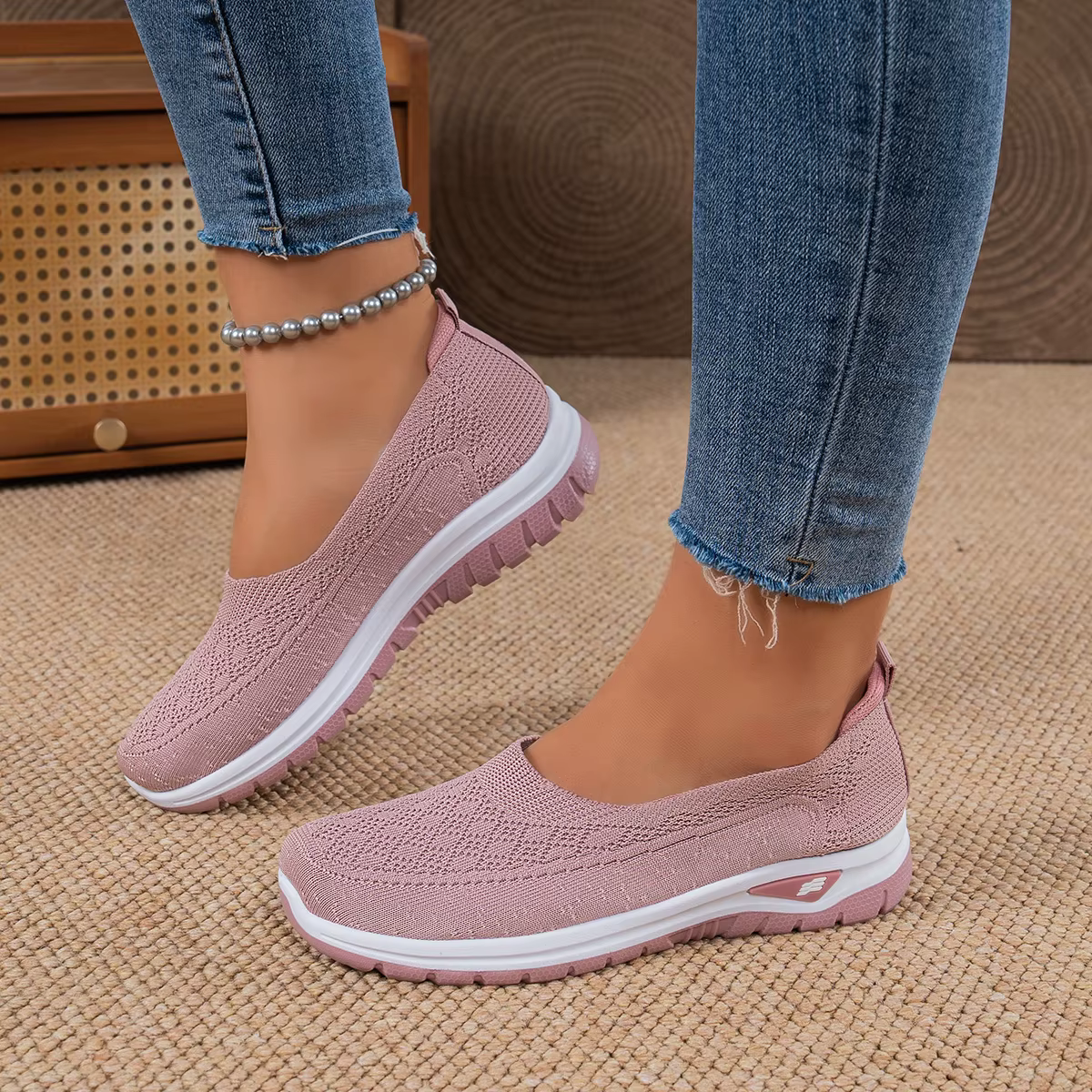 Baskets Jacquard ajourées à enfiler pour femmes