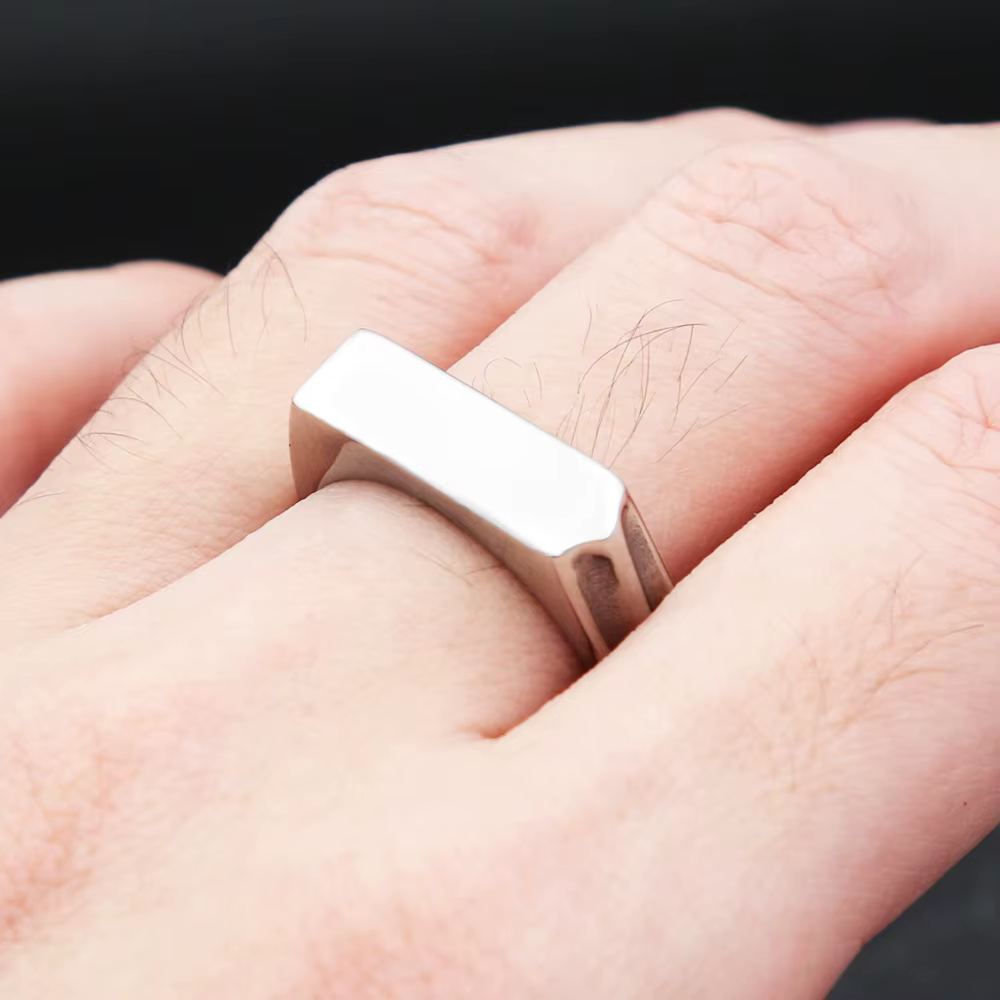 SION L-Bagues Simples en Acier Inoxydable pour Hommes et Femmes, Punk, Hip Hop, Bande Carrée, oral alière à Dessus pio, Charme de ix, Bijoux Cadeaux, Mode