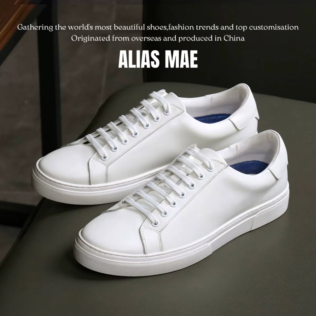 ALAIS MAE Baskets blanches en cuir pour hommes
