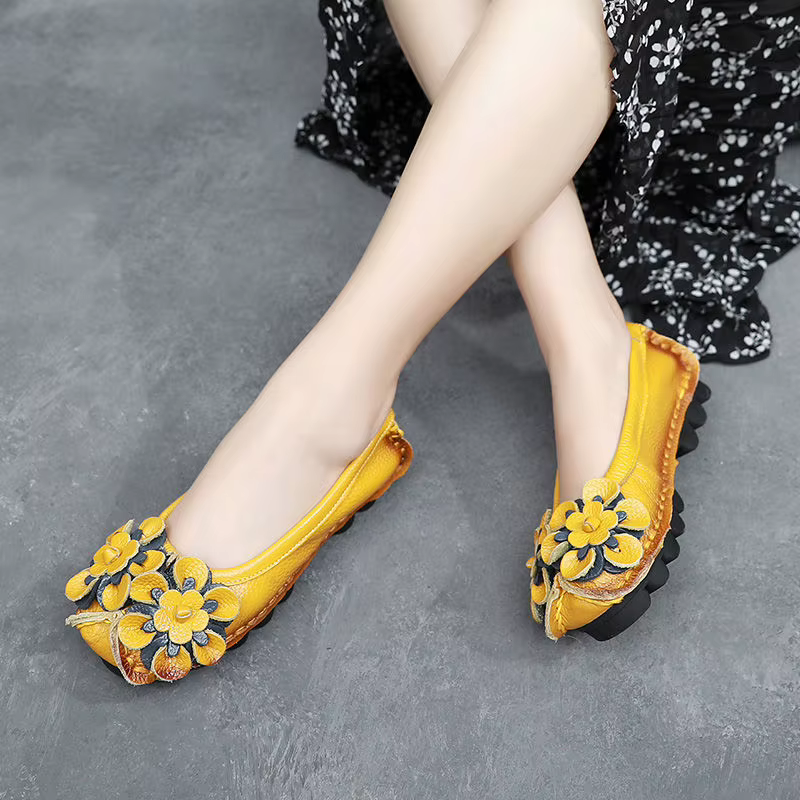 Mocassins Verts Antichoc en Cuir group pour Femme