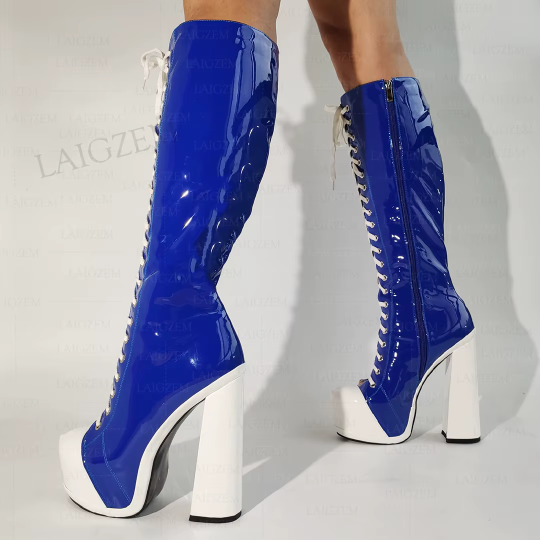 BERZIMER – bottes hautes à plateforme avec fermeture éclair latérale