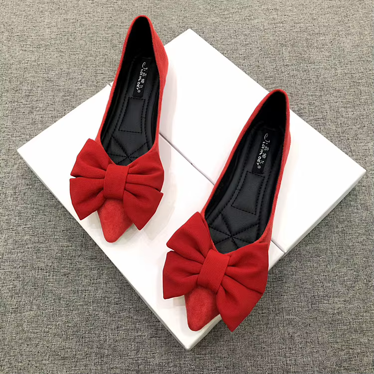 Chaussures plates en cuir velours pour femmes