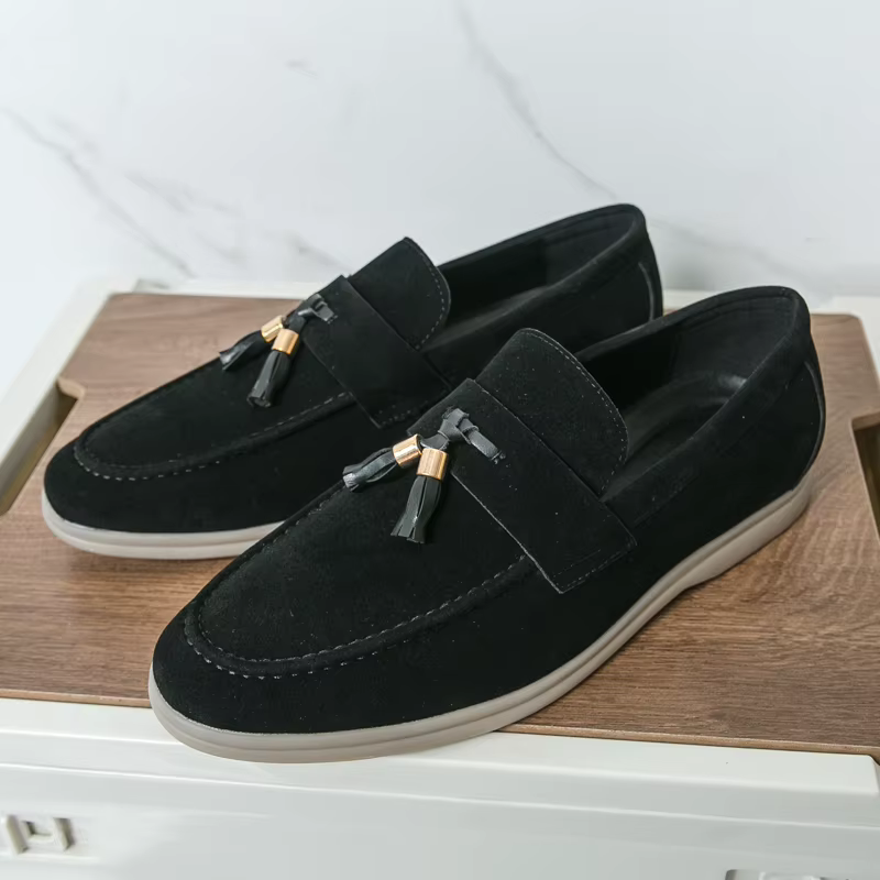 Designer hommes mocassin glands sans lacet mocassins chaussures en cuir suédé