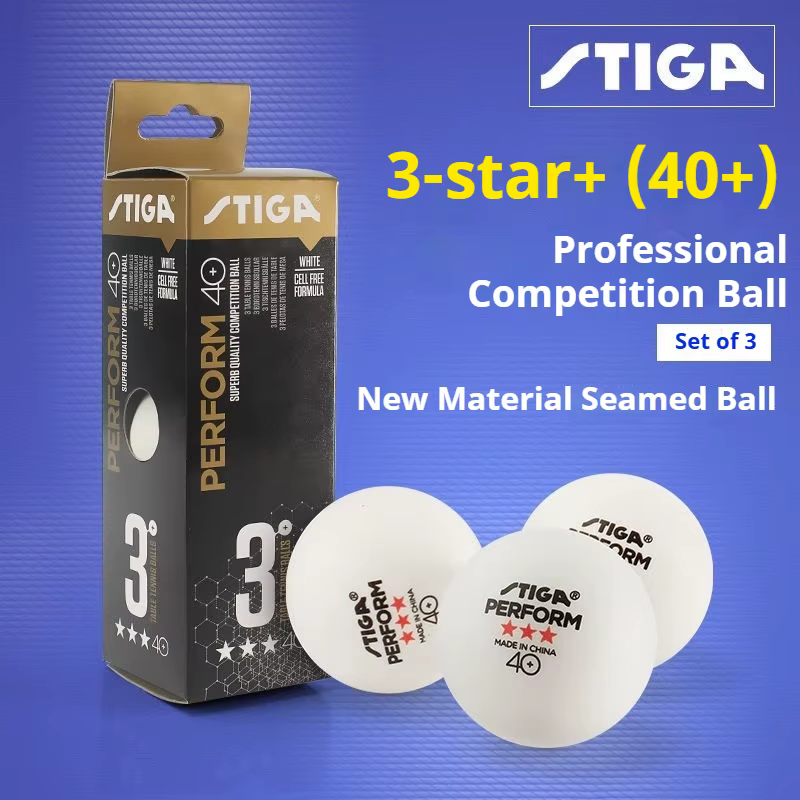 STIGA – balles de tennis de table 3 étoiles 40+, avec ABS à coutures, nouveau matériau durable, balles de ping-pong ITTF, balles d'entraînement et de match, 3/6 pièces