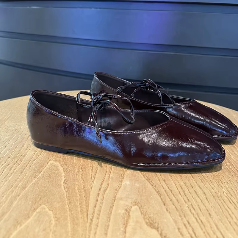 SUOJIALUN 2025 marque femmes Vintage chaussures plates grande taille dames élégant à lacets talons bas