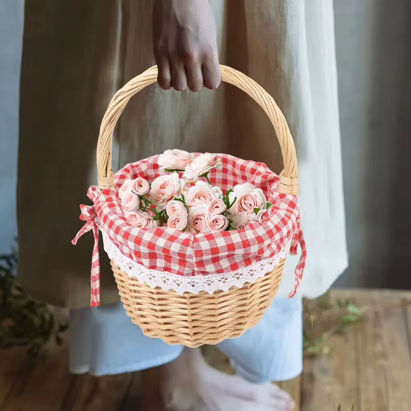 Zerodeko petit chaperon rouge panier tissé à la main sac de pique-nique panier cadeau panier de rangement en osier panier intérieur en lin rangement