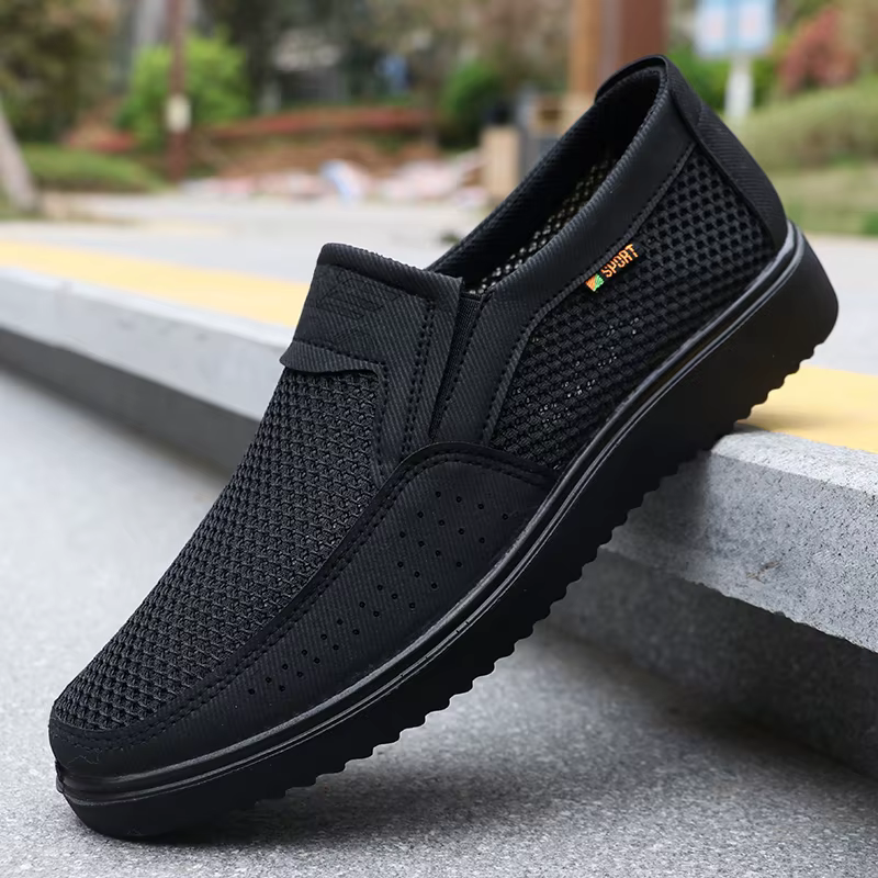 Chaussures décontractées à enfiler respirantes pour hommes – Baskets de marche basses légères pour l'extérieur