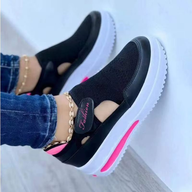 Nouvelles baskets rouges décontractées et respirantes pour femmes 2026 – Chaussures de mode à plateforme en toile